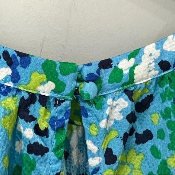 Lilly Pulitzer Silk Tank Top Blue Ruffle keyhole halter neckline - Picture 3 of 6